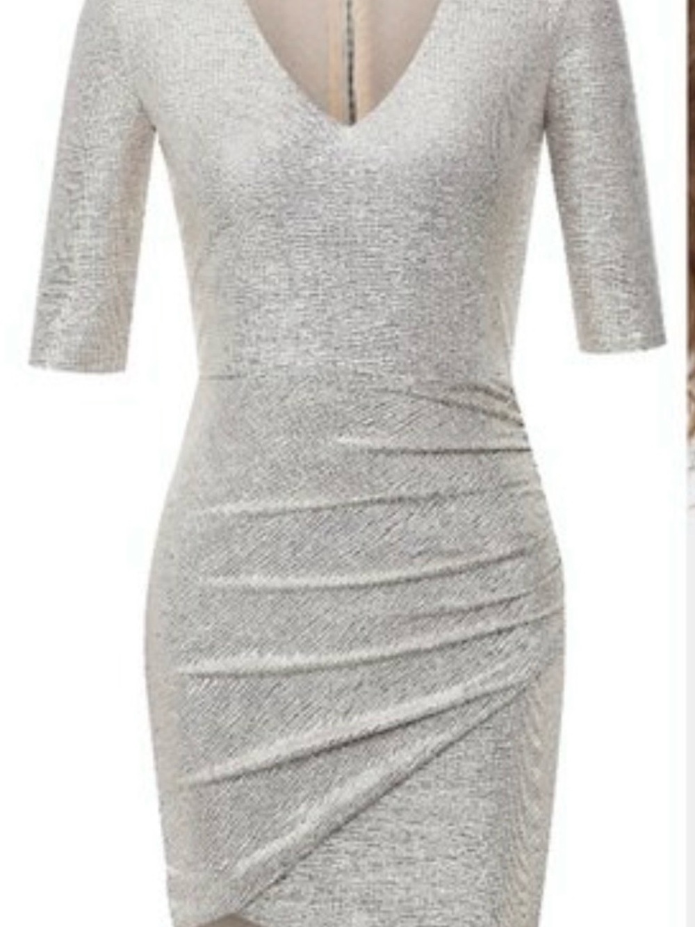 Alice + Olivia Judy Metallic Platinum Ruched Mini Dress Size 12